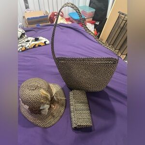 Matching purse, wallet and hat set